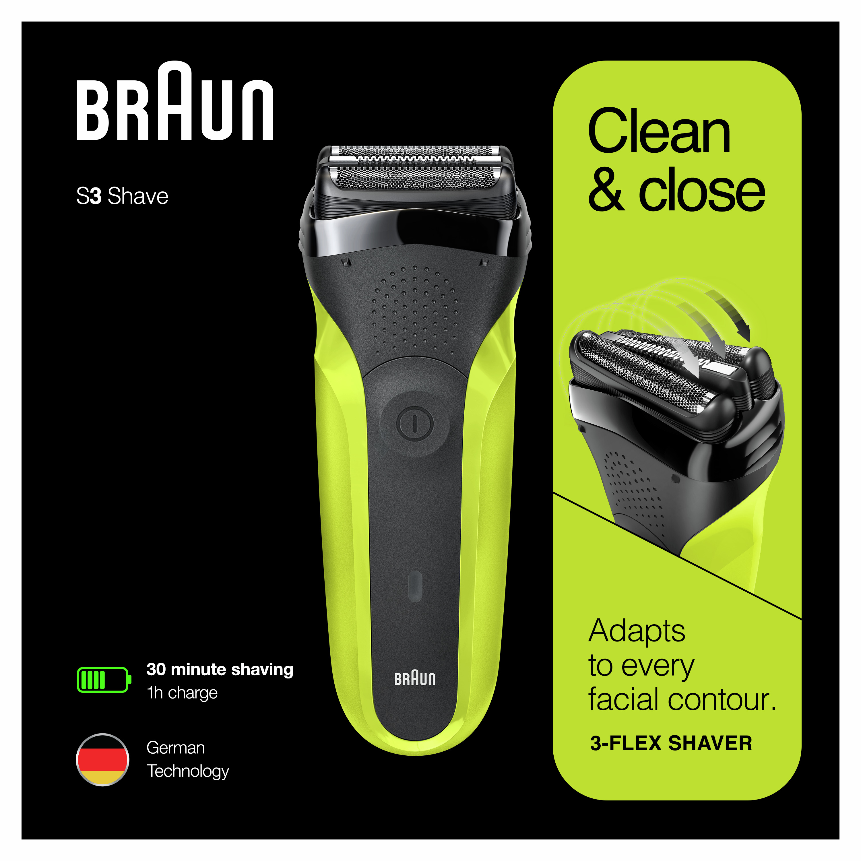 Braun Series 3 - 300 schwarz/grün