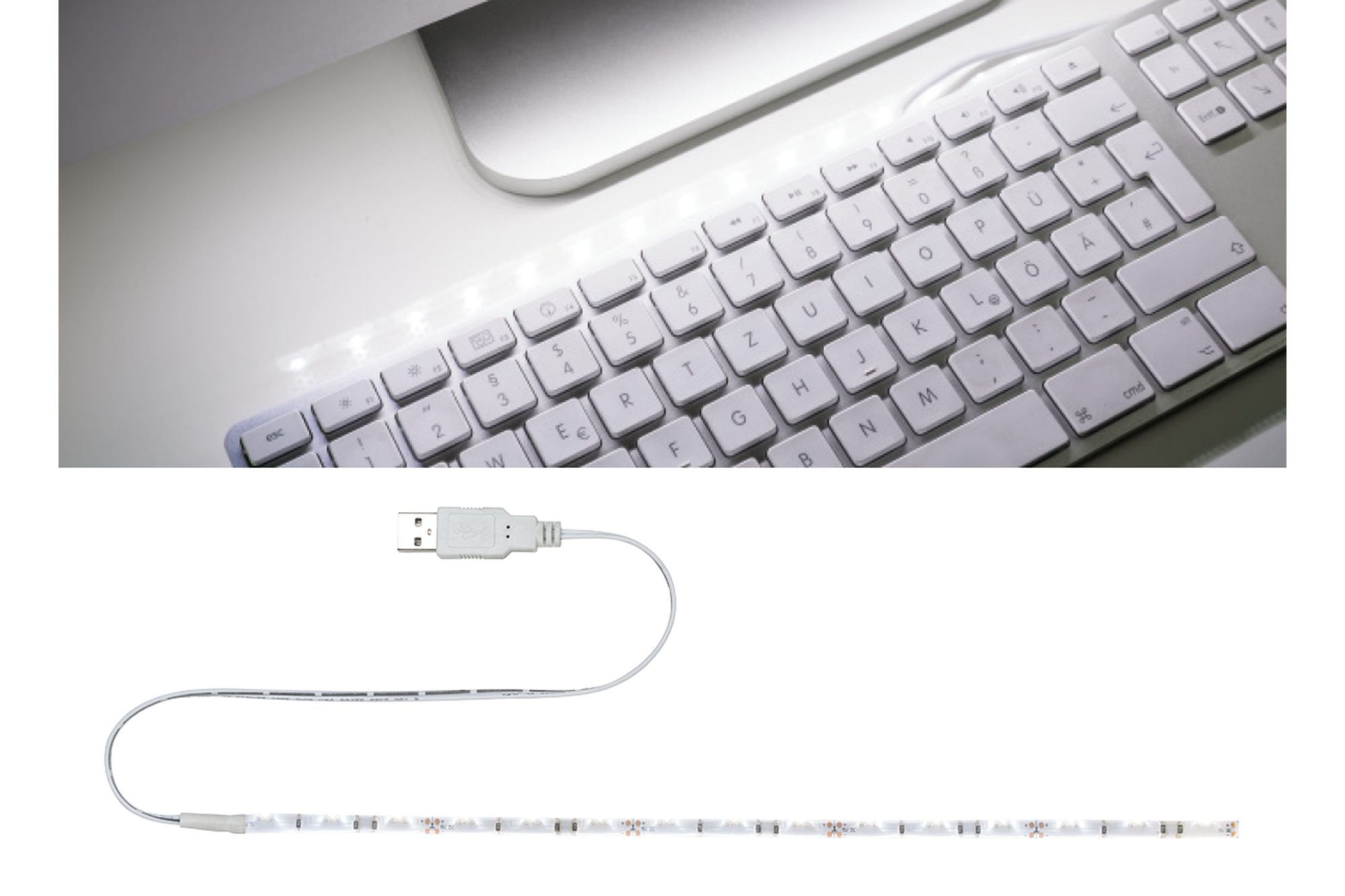 Function USB-Stripe 30cm Tageslichtweiß 1,5W 5V Weiß Metall/Kunststoff