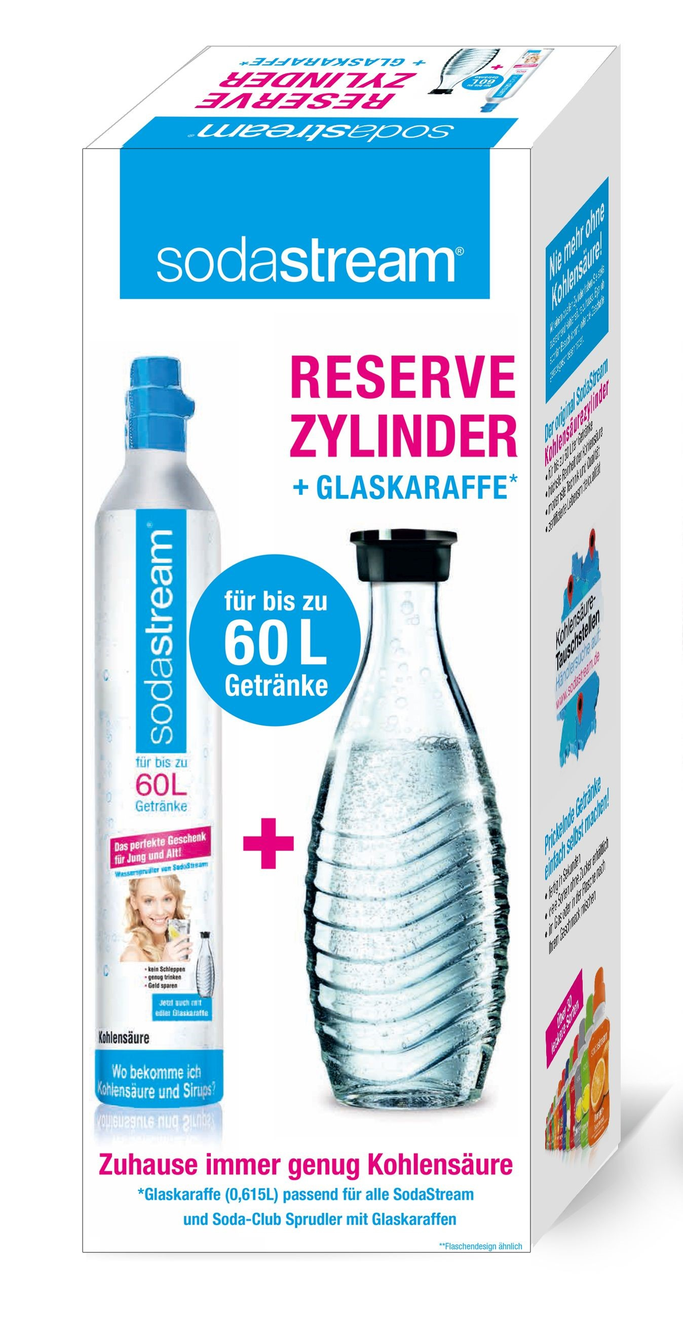 Reserve-Zylinder 60l + Glaskaraffe
